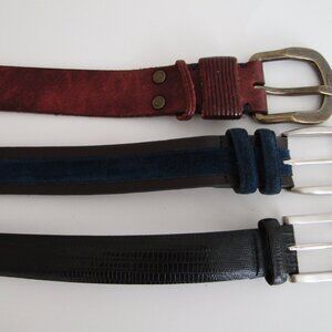 Lot of 3 Mens designer belts;  Neiman Marcus, Perry Ellis, Robert Graham, GUC
